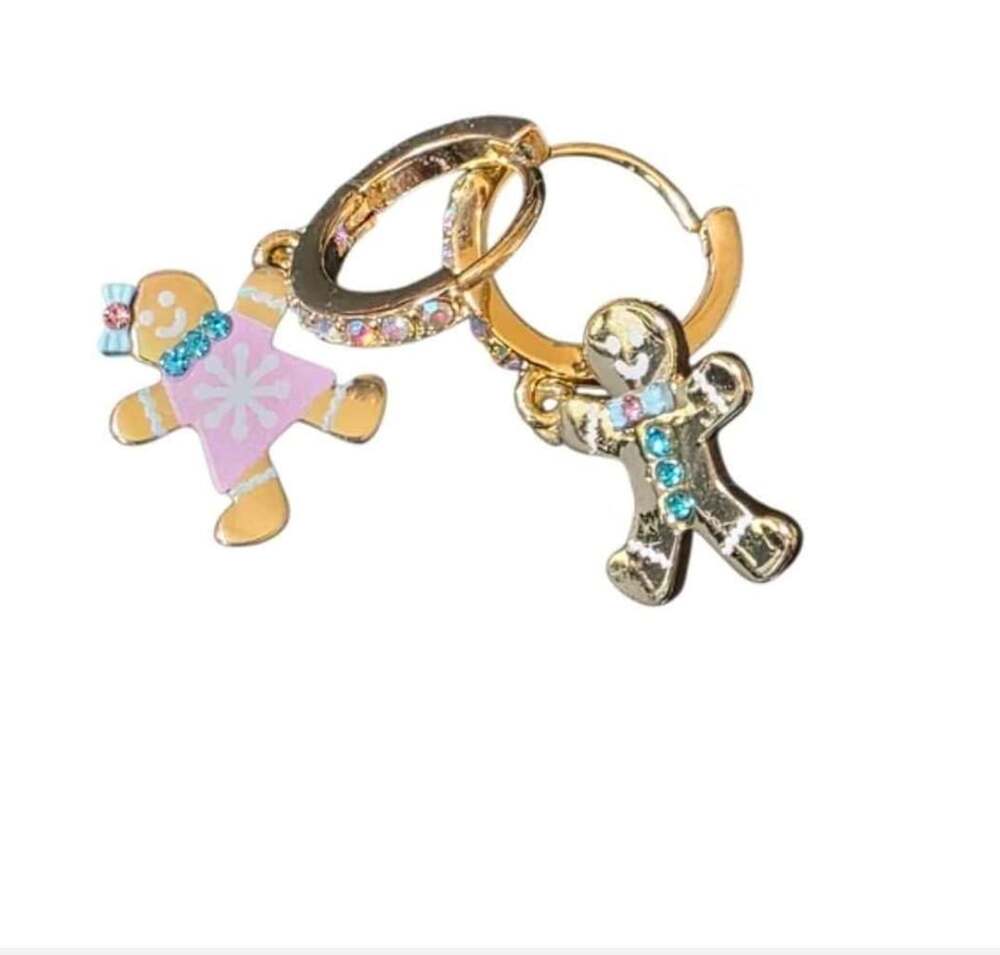 Betsey Johnson  Gingerbread Man and Woman Hoop Earrings